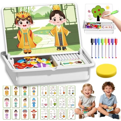 Magnetic Puzzles Face Dress Up Travel Game Double Side Preschool Educational Learning Toy, Multifunctional Puzzle Kit - Create 1000+ Unique Looks, Exercises Children's Coordination (China) von Liocwocne