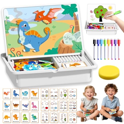 Magnetic Puzzles Face Dress Up Travel Game Double Side Preschool Educational Learning Toy, Multifunctional Puzzle Kit - Create 1000+ Unique Looks, Exercises Children's Coordination (Dinosaur) von Liocwocne