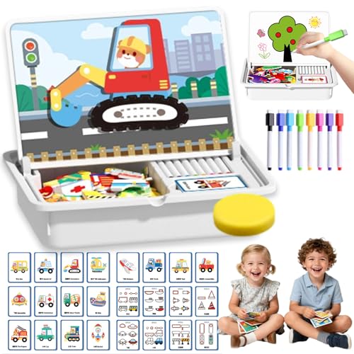 Magnetic Puzzles Face Dress Up Travel Game Double Side Preschool Educational Learning Toy, Multifunctional Puzzle Kit - Create 1000+ Unique Looks, Exercises Children's Coordination (car) von Liocwocne