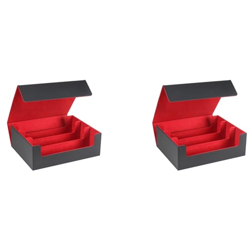 Lioggyet 2X 1800+ Kartendeck-HüLle für Sammelkarten, Magnetische Karten-Aufbewahrungsbox, Oben Seitlich Ladbare Deck-HüLle, Spielkarten-Box, Schwarz + Rot von Lioggyet