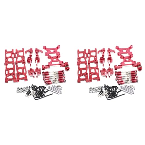 Lioggyet 2er-Set Upgrade-Teile für 1:14 144001 RC Auto Metall Lenkung Swing Basis mit Arm C Hinternabe Sitz Traktionsstange für Servo, Rot von Lioggyet