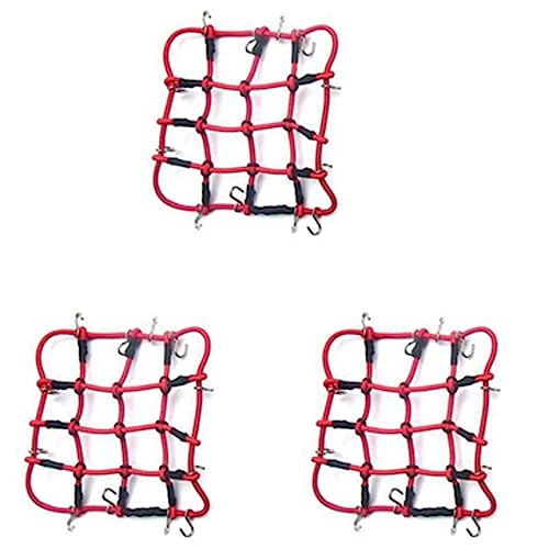 Lioggyet 3X RC Auto Teile Zubehör Elastisches Gepäck Netz für 1/12 MN D90 D99 MN99S, Rot von Lioggyet