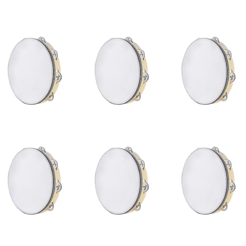 Lioggyet 6 x Tamburin für Erwachsene, 25,4 cm, Handtrommel, Birke, Metall, Jingles Percussion, Geschenk, pädagogisches Musikinstrument von Lioggyet