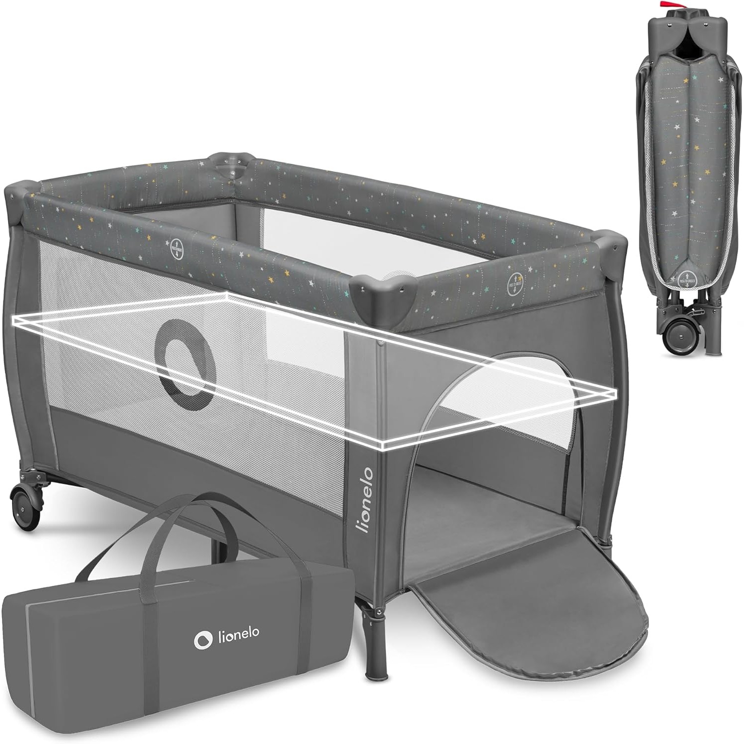 Lionelo Stefi Plus Box / Lettino da viaggio Pieghevole 2 liveli 0-3 anni Grey Multicolor Lionelo Stefi Plus Box / Lettino da viaggio Pieghevole 2 liveli 0-3 anni Grey Multicolor von Lionelo