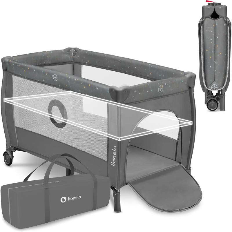 Lionelo Stefi Plus Box / Lettino da viaggio Pieghevole 2 liveli 0-3 anni Grey Multicolor von Lionelo