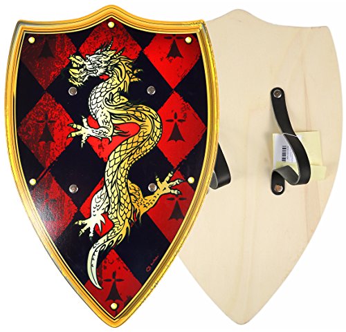 BestSaller 1146 Ritterschild 'Drachenhang' mit Drachen Motiv, Holz, 49 x 32 cm, Mehrfarbig von BestSaller