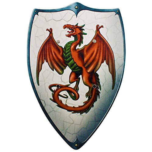 BestSaller 1150 Ritterschild Red Dragon mit rotem Drachen Motiv, Holz, 49 x 32 cm mit 2 Ledergriffen, Mehrfarbig von BestSaller