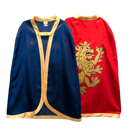 Liontouch Edle Ritter Umhänge, Blau & Rot | Mittelalterliche Spielzeugumhänge Für Zwei Kinder Mit Goldenem Löwenthema | Verkleidung & Königliche Kostüme von Liontouch