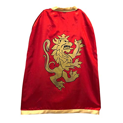 Liontouch Edler Ritter Umhang, Rot | Mittelalterlicher Spielzeugumhang Für Kinder Mit Goldenem Löwenthema | Verkleidung & Königliche Kostüme von Liontouch