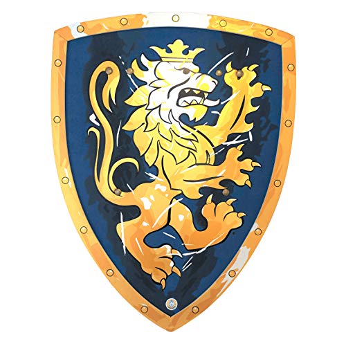 Liontouch Edles Ritter Schild, Blau/Groß | Mittelalterliches Rollenspiel-Schaumspielzeug für Kinder mit goldenem Löwenmotiv | Sichere Waffen & Kampfrüstung für Verkleidungen & Kostüme von Liontouch