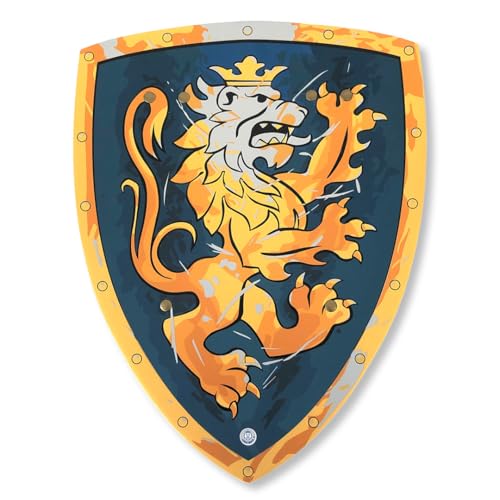 Liontouch - Edles Ritterschild, Blau/Mittel - Für Kinder von 3-8 Jahren | 39 x 30 cm | Mittelalterliches Schaumstoffspielzeug mit goldenem Löwenmotiv | Waffen & Zubehör für Ritterspiele & Verkleidung von Liontouch
