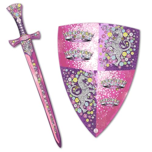 Liontouch - Kristallprinzessin Schwert & Schild für Mädchen - Für Kinder von 3-8 Jahren | Mittelalterliches Spielset aus Schaumstoff im pink-silbernen Löwinnen-Design | Sicheres Zubehör für Kostüme von Liontouch