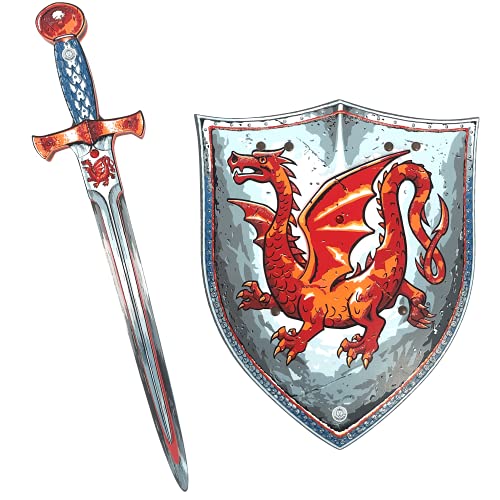 Liontouch Bernstein Drachen-Spielzeugschwert und -Schild für Kinder | Mittelalterliches Ritterset aus Schaumstoff für Kinderrollenspiele | Sichere Waffen & Rüstungen für Verkleidungen & Kostüme von Liontouch