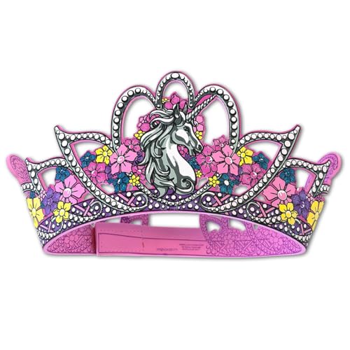 Liontouch - Einhorn Prinzessinnenkrone für Mädchen - 3-6 Jahre | Pinkes Schaumstoffspielzeug im Mittelalterstil mit Blumendekoration | Verkleidung & königliche Kostüme für Kinder – Größenverstellbar von Liontouch