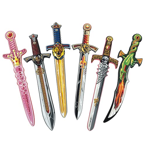 Liontouch Schwertset | Enthält sechs Spielzeugschwerter Kinder - Fantasydrache, König Löwe, Prinz, Prinzessin, Pirat und Wikinger | Sichere Waffen und Kampfrüstung von Liontouch