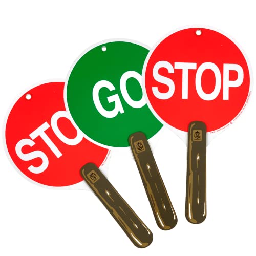 Liontouch Doppelseitiges Stop & Go Schilder – 3er Pack, Rot & Grün – 30 x 17 cm | Schaumstoffspielzeugpaddel für Kinder | Ideal zum Unterrichten von Kindern über Verkehrs- und Straßensicherheit von Liontouch
