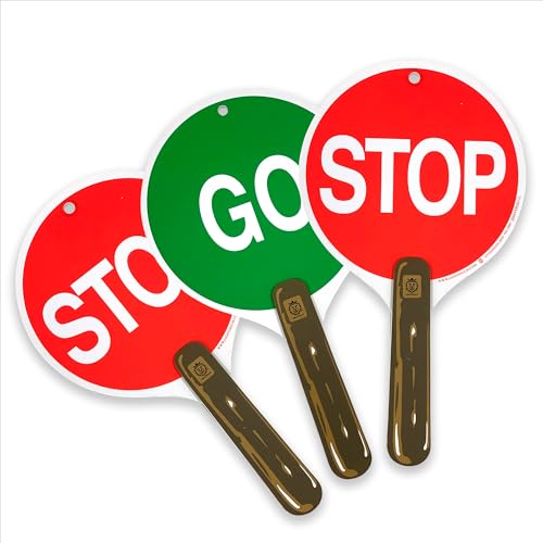 Liontouch - Stop & Go-Schilder, 3er-Pack, Rot & Grün | Ab 3 Jahre - 30 x 17 cm | Robuste, beidseitige Schaumstoff-Schilder in Lollipop-Form | Perfekt für Schulweghelfer & zum Lernen von Verkehrsregeln von Liontouch