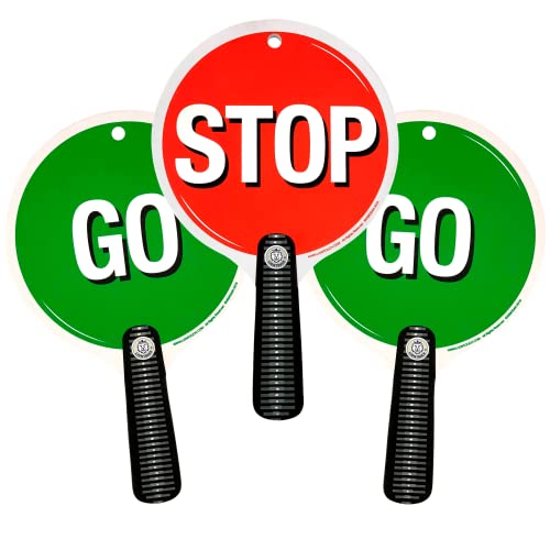 Liontouch Doppelseitige Stop & Go Schilder – 3er Pack, Rot & Grün – 22,6 x 14 cm | Verwendbare Schaumstoffspielzeugpaddel | Ideal zum Unterrichten von Kindern über Verkehrs- und Straßensicherheit von Liontouch
