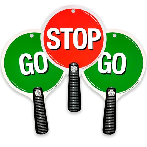 Liontouch - Stop & Go-Schilder, 3er-Pack, Rot & Grün | Ab 1 Jahr - 23 x 14 cm | Robuste, beidseitige Schaumstoff-Schilder in Lollipop-Form | Perfekt zum Lernen von Verkehrsregeln & Schulweg-Sicherheit von Liontouch