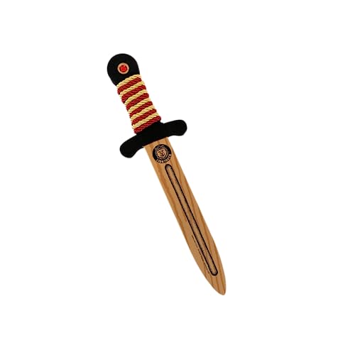 Liontouch – WoodyLion Spielzeugschwert, Gold & Rot – Klein | Holzähnlicher Dolch mit Edelstein aus flexiblem Schaum für Kinder | Sicheres Zubehör für Rollenspiele, Verkleiden & Ritterkostüme von Liontouch