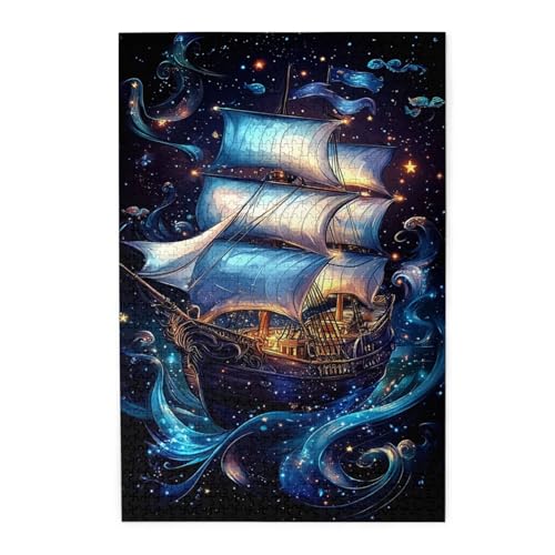 Liorosa 1000 Teile Holzpuzzle für Erwachsene – Galaxie-Segelschiff, Reise durch das Universum, Teile passen perfekt zusammen, praktische Montage Ihrer Heimdekoration, Wandkunst, Geschenke für Freunde von Liorosa