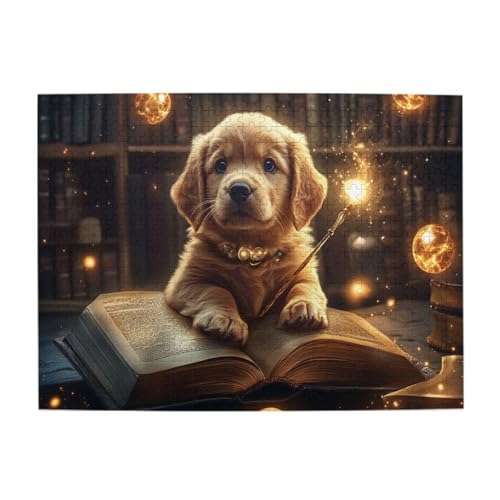Liorosa 500-teiliges Puzzle für Erwachsene – Magischer Golden Retriever, Fantasy-Holz-Puzzle für Puzzle-Liebhaber und Heimdekoration, geeignet für Familienerholung, genießen Sie den von Liorosa