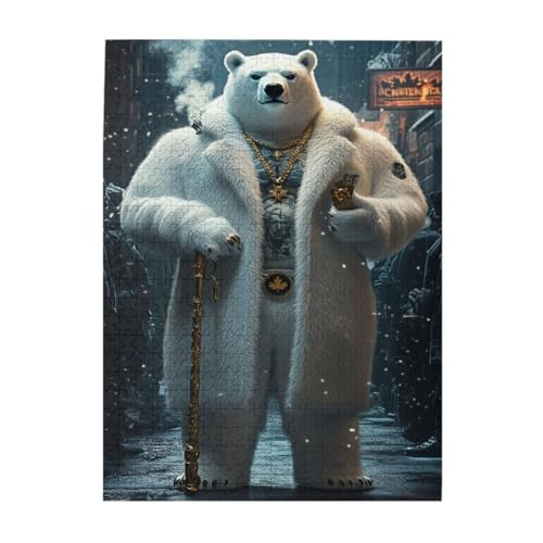 Liorosa Arctic Monarch Puzzle für Erwachsene, majestätischer Eisbär in urbaner Schneelandschaft, lebendiges und einzigartiges Design, geeignet für Familienerholung, genießen Sie den von Liorosa