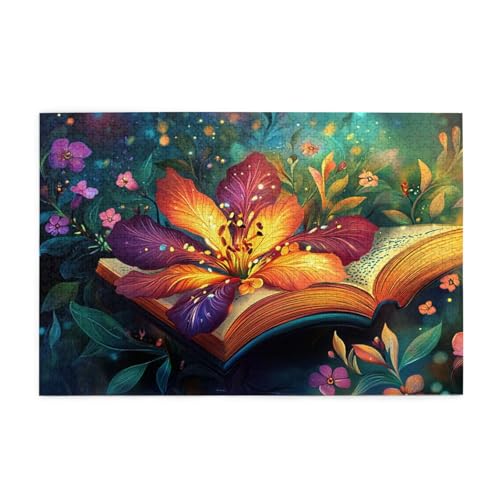 Liorosa Blooming Book 1000 Teile Holzpuzzle für Erwachsene, Blumen-Traumlandschaft, lebendige Farben, praktische Montage Ihrer Heimdekor-Wandkunst, genießen Sie das Lösen von Puzzles mit Familie und von Liorosa