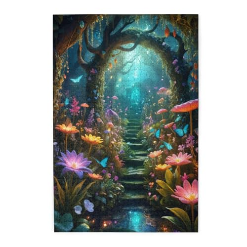 Liorosa Fantasy Garden Forests Puzzles für Erwachsene, 1000 Teile, einzigartige Blumen und Pflanzen, malerischer Weg, Teile passen perfekt zusammen, praktische Montage Ihrer Heimdekoration von Liorosa