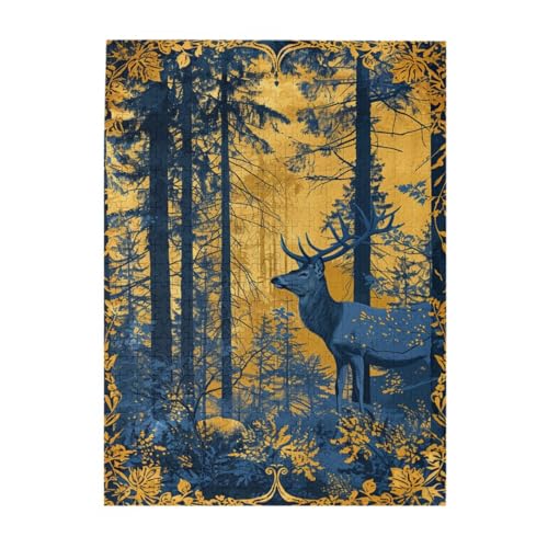 Liorosa Forests Guardian Puzzle für Erwachsene, Fantasy-Hirsch mit himmlischen Punkten, die in verzauberten Wäldern stehen, lebendiges und einzigartiges Design, geeignet für Party-Spielabende von Liorosa