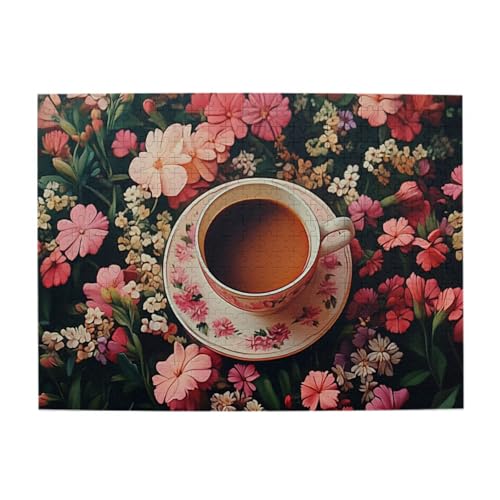 Liorosa Garten-Puzzle, 500 Teile, zartes Porzellan mit handbemalten Blumen inmitten bunter Blüten, lebendiges und einzigartiges Design, ideal für Entspannung und Familienspaß von Liorosa