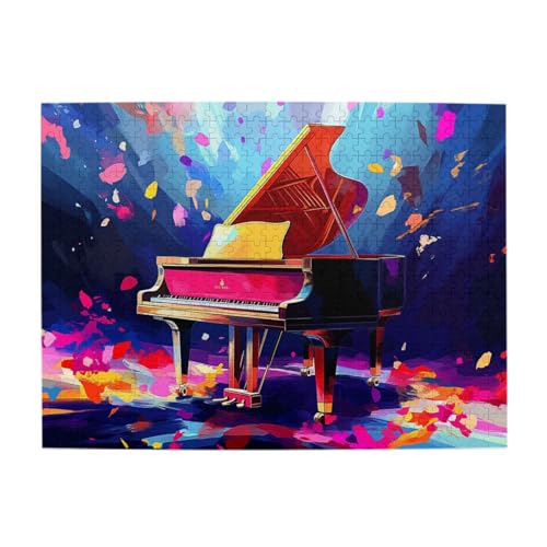 Liorosa Piano Symphony Puzzle für Erwachsene, lebendige abstrakte Kunst mit Flügel und Farbspritzer-Hintergrund, wunderbare Fantasie, Freude an Körper und Geist, für Musikliebhaber von Liorosa