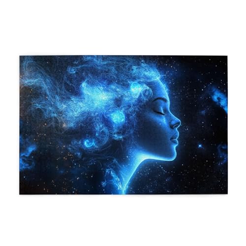 Liorosa Puzzle mit Nebel-Porträt, 1000-teiliges Puzzle für Erwachsene, blaue Gesichtskontur mit fließendem Haar in Leere, herausforderndes kosmisches Design, Teile passen perfekt zusammen, Geschenke Liorosa Puzzle mit Nebel-Porträt, 1000-teiliges Puzzle für Erwachsene, blaue Gesichtskontur mit fließendem Haar in Leere, herausforderndes kosmisches Design, Teile passen perfekt zusammen, Geschenke von Liorosa