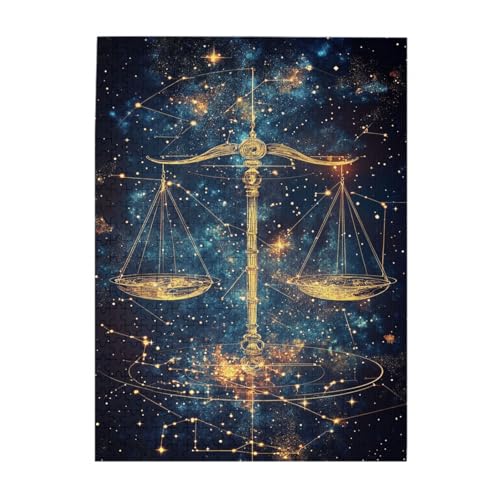 Liorosa Starlit Equilibrium Puzzles für Erwachsene, 500 Teile, schimmernde Waage, Waage mit Galaxie, herausforderndes Astrologie-Holzpuzzle, Erkundungs-Hobbys und Herausforderungen von Liorosa
