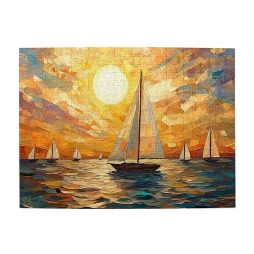 Liorosa Sunset Harbor Puzzle für Erwachsene, 500-teilig, weiße Segel, lebendiges und einzigartiges Design, Teile passen perfekt zusammen, praktische Montage Ihrer Heimdekoration von Liorosa