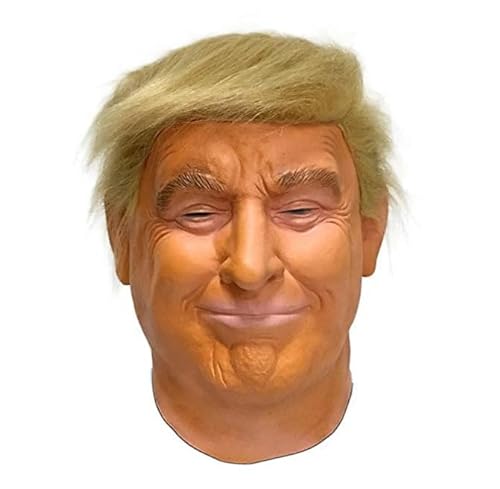 LipSki Donald Trump Latex-Charakter-Maske, Prominent, voller Kopf mit goldfarbenem Haar, Halloween-Kostüm, Cosplay-Party von LipSki