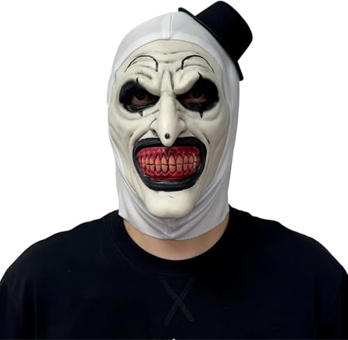 LipSki Erwachsene Terrifier Maske Kunst der Clown Cosplay Kostüm Halloween Maske Gruselige Killer Clown Maske Gruselige Maske für Männer Frauen (Original) von LipSki