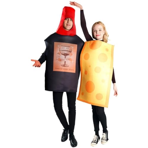 Lipfer Rotwein Und Käse Kostüm Kostüm 2pcs Lustige Rollenspiel Party Food Overall Paar Kostüm Für Männer Frauen von Lipfer