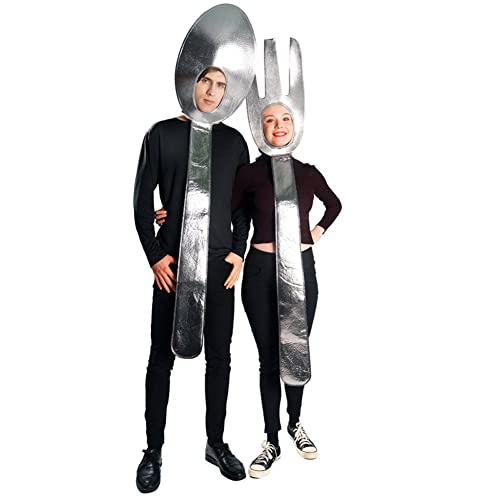 Unisex Erwachsene Löffel Suppe Gabel Tunika Kostüm Lustige Paare Küche Utensil Anzüge Halloween Cosplay Erwachsener Liebhaber Party Jumpsuit von Lipfer