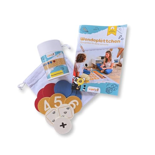 Lippino Wendeplättchen-Set mit Booklet – Ergänzung zur Rechenhelden-Lernmatte | 50 Plättchen + 24-seitiges Übungsheft | Mathe spielerisch Lernen & üben ab 5 Jahren | Grundschule | Made in Germany von Lippino