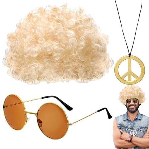Afro-Sonnenbrille Perücken - Enthält Männer in Sonnenbrille und Hippie-Halsketten, Afro-Perücken, Sonnenbrillen, Disco-Ketten, Partyzubehör zum Thema Jahre 50er Set Hip Perücken. Afro-Sonnenbrille Perücken - Enthält Männer in Sonnenbrille und Hippie-Halsketten, Afro-Perücken, Sonnenbrillen, Disco-Ketten, Partyzubehör zum Thema Jahre 50er Set Hip Perücken. von Liqzirtu