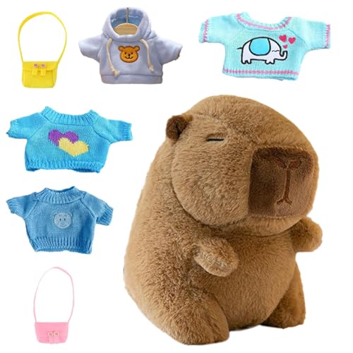 Capybara Plüschtier mit Kleidung, Capybara Plüschtier zum Anziehen, Capybara Kuscheltier, Capybara Plüschtier-Kostüm, Capybara Plüschpuppen mit 4 Kleidungsstücken und Zugang Capybara Plüschtier mit Kleidung, Capybara Plüschtier zum Anziehen, Capybara Kuscheltier, Capybara Plüschtier-Kostüm, Capybara Plüschpuppen mit 4 Kleidungsstücken und Zugang von Liqzirtu