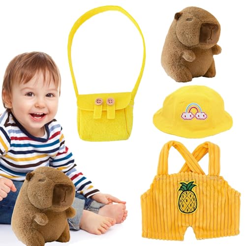 Capybara Plush - Capybara Plüschspielzeug, realistisches Capybara -Spielzeug | Plüschspielzeug mit Kleidung und Accessoires, lustige Capybara Soft Toys Kinder, Capybara Plüsch für Kindergeschenke und von Liqzirtu