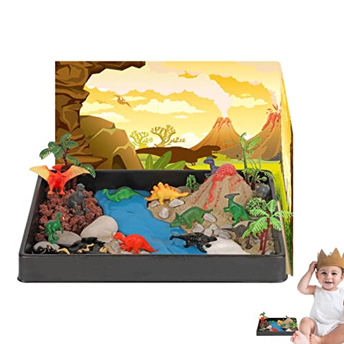 Dinosaurier-Spielset für Kleinkinder – Dinosaurier-Spielzeug für Kleinkinder, Mikro-Landschaft mit -Simulation, echte Dinosaurier-Figuren von Liqzirtu