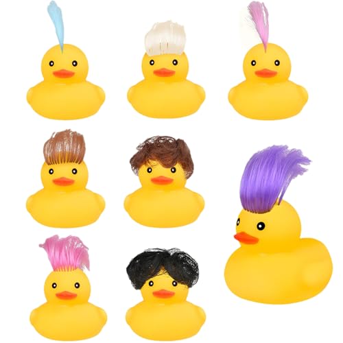 Duck aus Gummi mit Perücke – 8 Stück – Gummi-Enten-Perücke, Badespielzeug aus Ente | Mini mit gelber Enten-Perücke, verschiedene Frisuren in der Farbe gelbe Ente Duck aus Gummi mit Perücke – 8 Stück – Gummi-Enten-Perücke, Badespielzeug aus Ente | Mini mit gelber Enten-Perücke, verschiedene Frisuren in der Farbe gelbe Ente von Liqzirtu