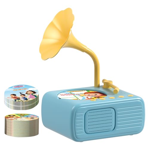 Kleinkind-Grammophon-Musikspielzeug – Kinder-Phonograph, Lern-Musikplayer | Interaktives Spielgerät mit Plattenspieler, Geschichten- und Musik-Funktion, inklusive 96 Karten zur Förderung von Hören, von Liqzirtu