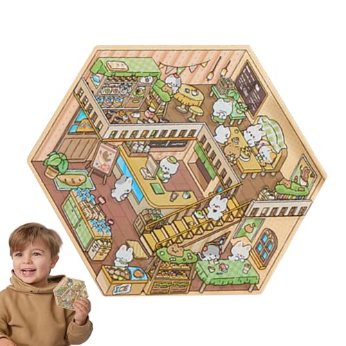 Landschaft Aufkleber Cartoon Aufkleber | House Miniature Decal Visual Stacking | 3D Miniatur-Landschafts-Aufkleber für Mädchen Kinder Familie von Liqzirtu