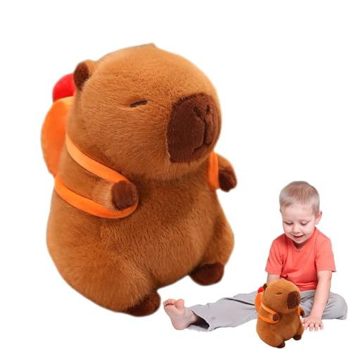 Capybara Plüschtier, Capybara aus Plüsch – Umarmen – Dekoratives weiches Spielzeug – niedliches Capybara-Spielzeug mit abnehmbarem Rucksack, Moluse für Erwachsene und Erwachsene von Liqzirtu
