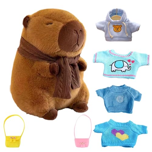 Capybara Plüschtier mit Kleidung - Capybara Cute Plüschtier, das Sie anziehen können, Capybara Plüschtier Cartoon mit 4 Kleidungsstücken und Zubehör Capybara Plüschtier mit Kleidung - Capybara Cute Plüschtier, das Sie anziehen können, Capybara Plüschtier Cartoon mit 4 Kleidungsstücken und Zubehör von Liqzirtu