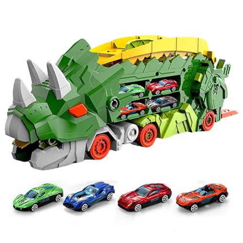 Liqzirtu Faltbarer Dinosaurier-LKW mit Rutsche – Faltbarer Dinosaurier-LKW mit Spielzeug | Dinosaurier-Transporter für Kleinkinder, Spielzeug-Transporter von Liqzirtu